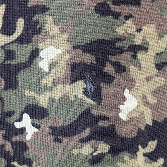 Polo Ralph Lauren Waffle Knit Camo Crew Long Sleeve Shirt - Men's Size L - Green - Picture 3 of 8